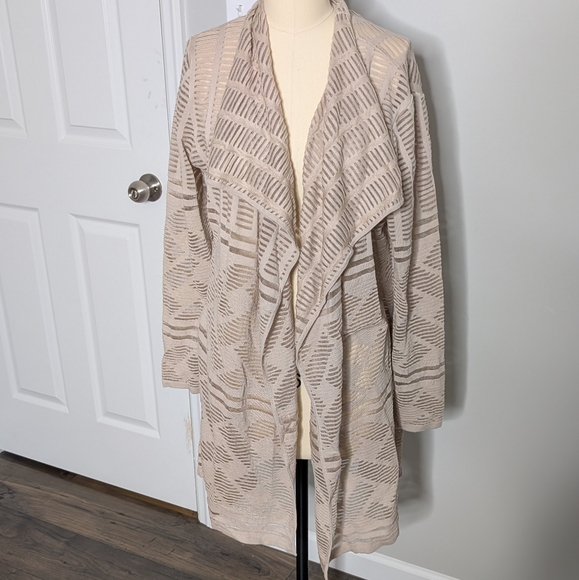 Luii Beige Patterned Open-Front Cardigan Size Large - Picture 1 of 7